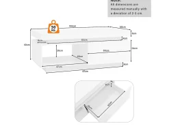 Mesa de centro com LED - com 1 gaveta e 1 compartimento - Branco