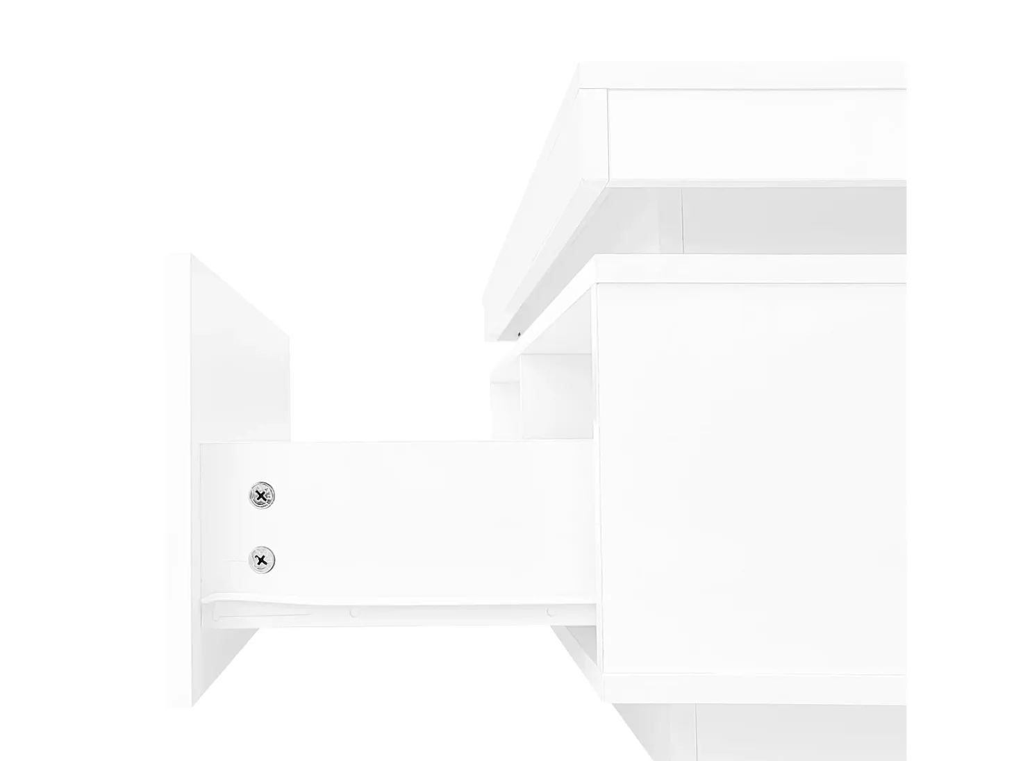 Mesa de centro com LED - com 1 gaveta e 1 compartimento - Branco