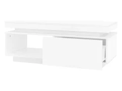 Mesa de centro com LED - com 1 gaveta e 1 compartimento - Branco