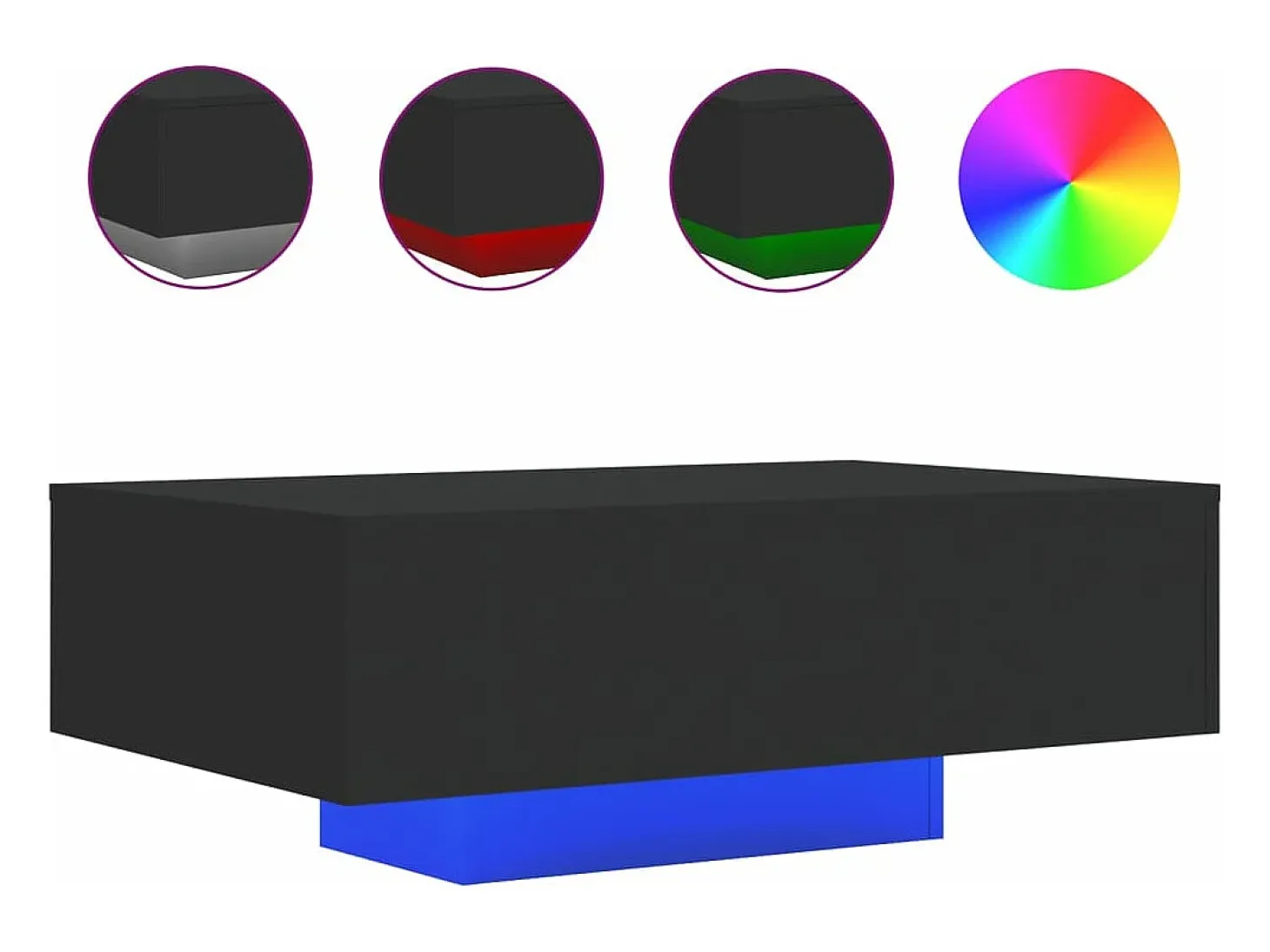 Mesa de centro com luzes LED 85x55x31 cm preto