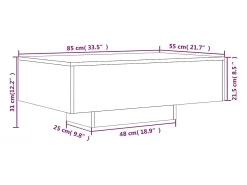 Mesa de centro com luzes LED 85x55x31 cm preto