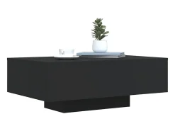 Mesa de centro com luzes LED 85x55x31 cm preto