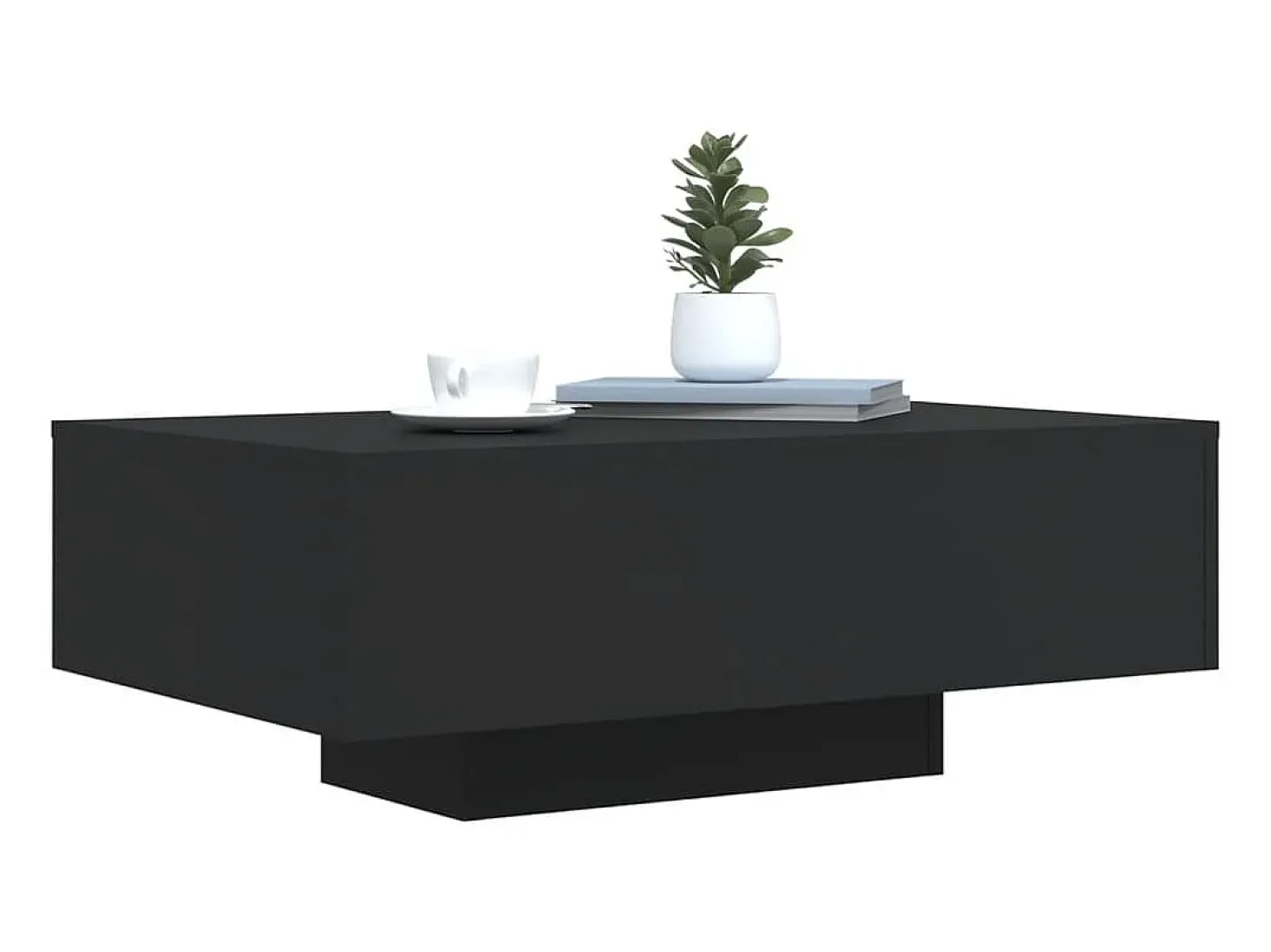 Mesa de centro com luzes LED 85x55x31 cm preto