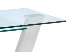 Mesa de centro com tampo giratório - Vidro temperado e aço inoxidável - Transparente - OYRUS