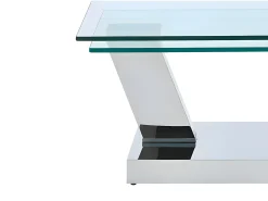 Mesa de centro com tampo giratório - Vidro temperado e aço inoxidável - Transparente - OYRUS