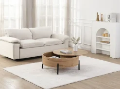 Mesa de centro com tampo giratório MDF e aço natural - YEMELIA