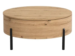 Mesa de centro com tampo giratório MDF e aço natural - YEMELIA