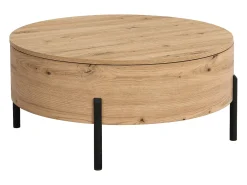 Mesa de centro com tampo giratório MDF e aço natural - YEMELIA