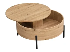 Mesa de centro com tampo giratório MDF e aço natural - YEMELIA
