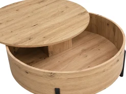 Mesa de centro com tampo giratório MDF e aço natural - YEMELIA
