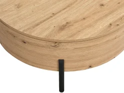 Mesa de centro com tampo giratório MDF e aço natural - YEMELIA