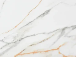 Mesa de centro com tampos giratórios cerâmica, vidro temperado e metal branco - MANEYA