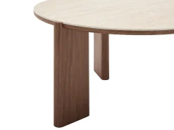 Mesa de centro em cerâmica e folheado de nogueira - Efeito travertino e natural - MUNYRA