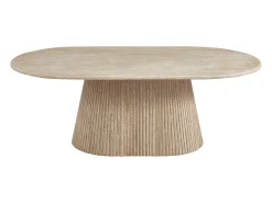 Mesa de centro em mármore artificial - Efeito travertino bege - TIFULI