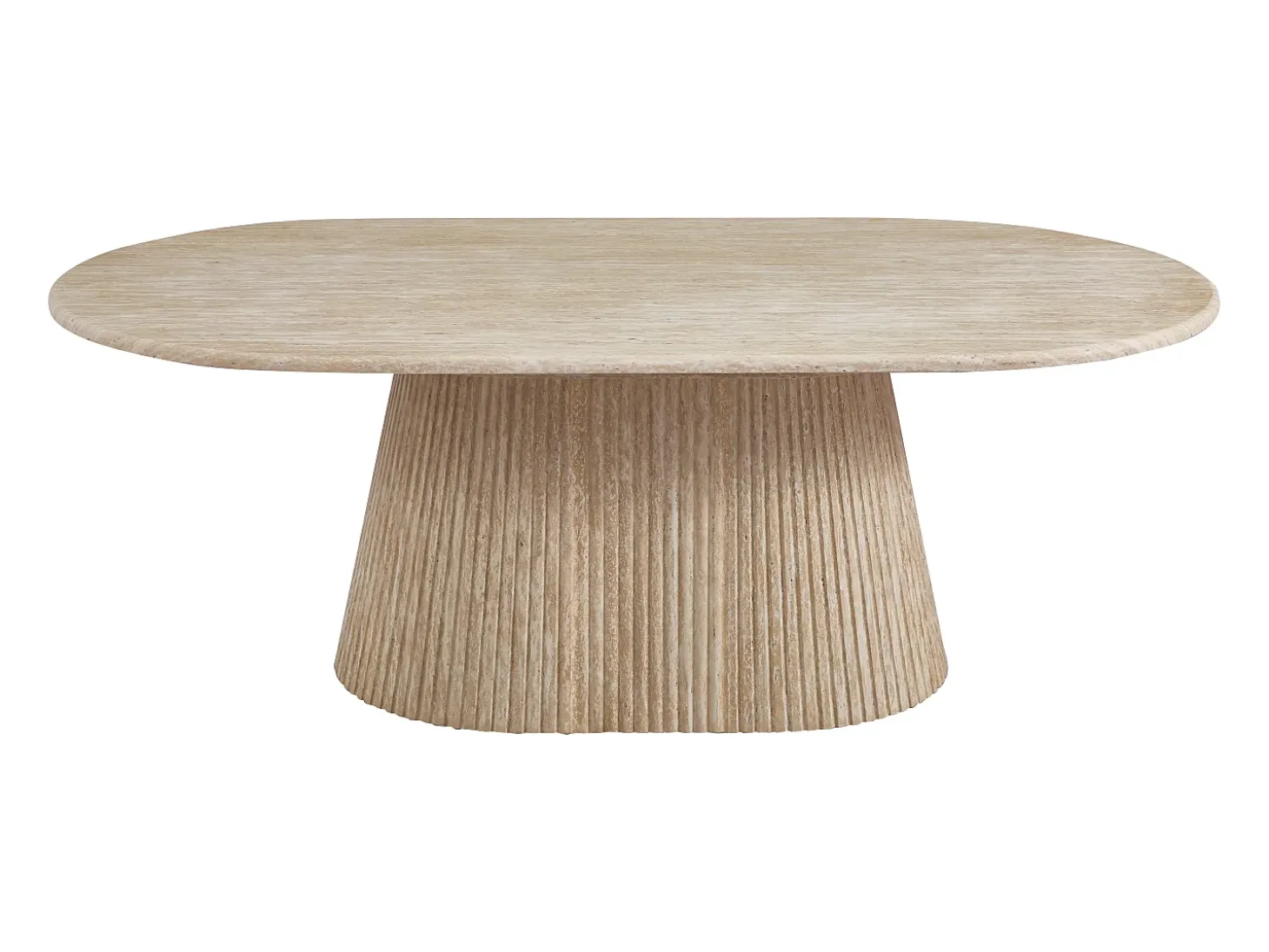 Mesa de centro em mármore artificial - Efeito travertino bege - TIFULI