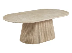 Mesa de centro em mármore artificial - Efeito travertino bege - TIFULI
