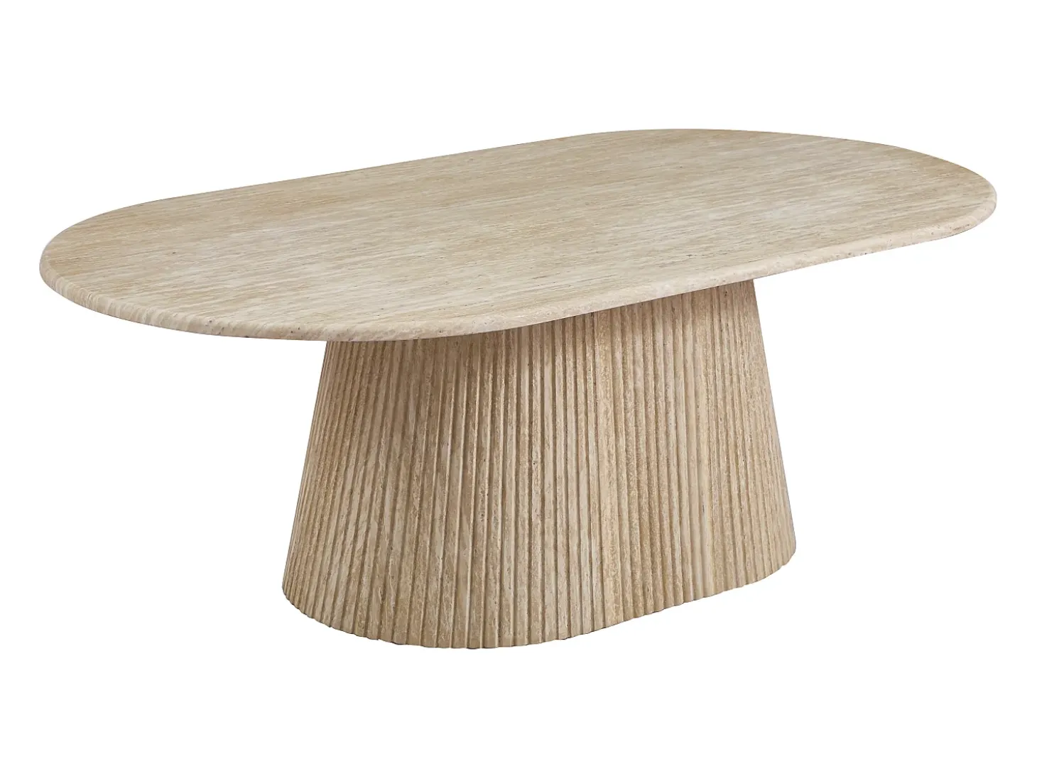 Mesa de centro em mármore artificial - Efeito travertino bege - TIFULI