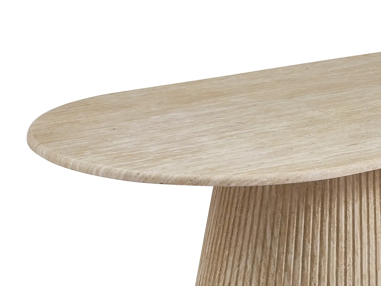 Mesa de centro em mármore artificial - Efeito travertino bege - TIFULI