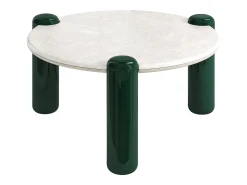 Mesa de centro em mármore e MDF - Branco e verde - NARODI