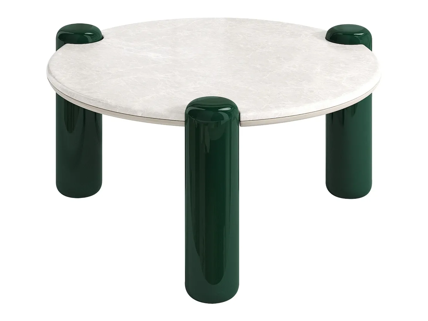 Mesa de centro em mármore e MDF - Branco e verde - NARODI