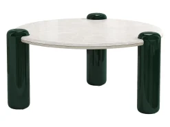 Mesa de centro em mármore e MDF - Branco e verde - NARODI