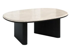 Mesa de centro em mármore e folheado de carvalho - Bege e preto - CORMINA