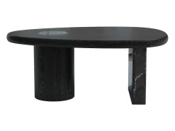Mesa de centro em mármore e folheado de carvalho - Preto - MARSULA