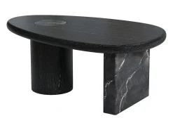 Mesa de centro em mármore e folheado de carvalho - Preto - MARSULA
