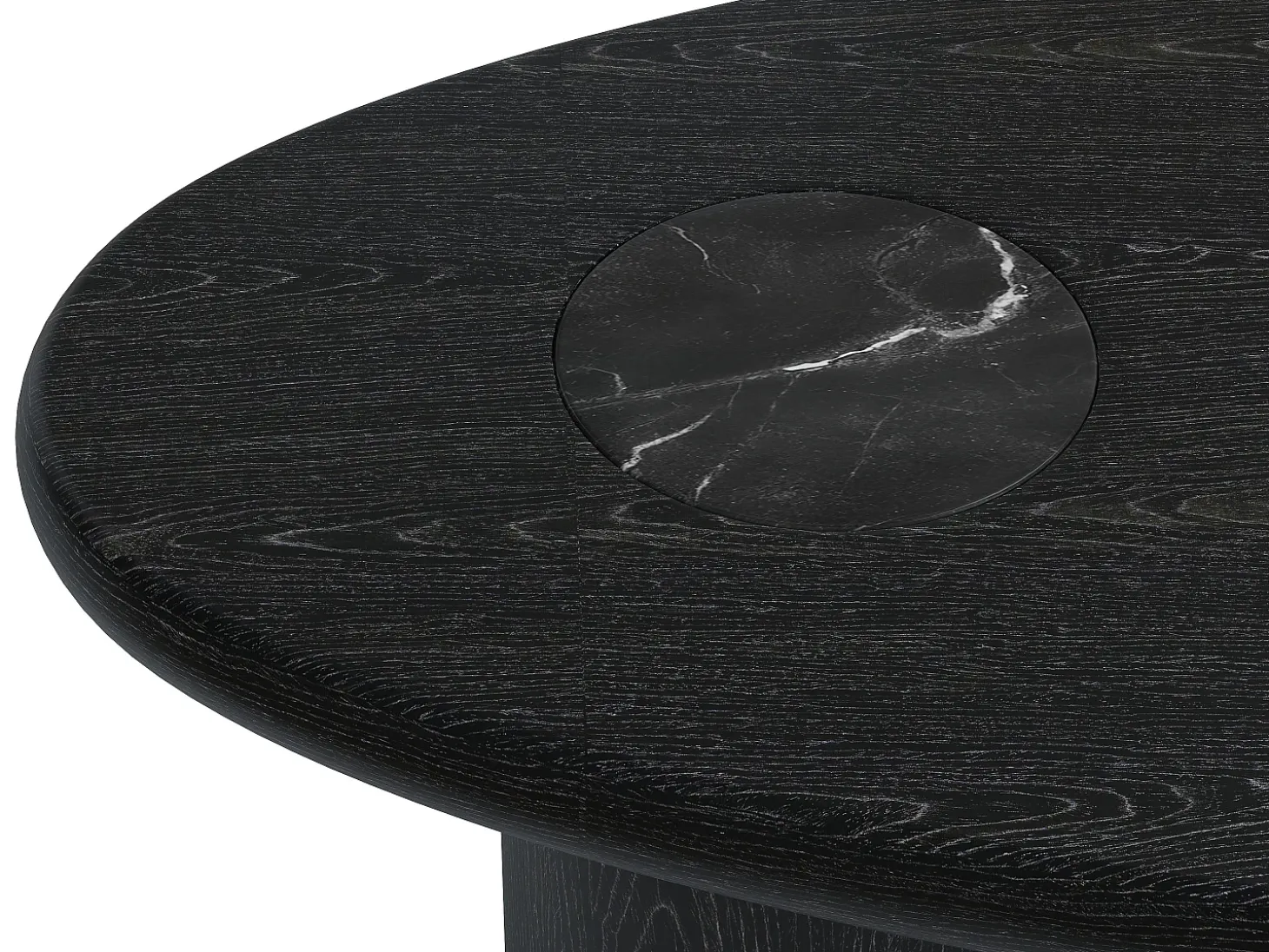 Mesa de centro em mármore e folheado de carvalho - Preto - MARSULA