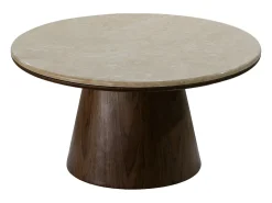 Mesa de centro em mármore e folheado de nogueira - Bege e castanho escuro - SADURA