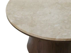 Mesa de centro em mármore e folheado de nogueira - Bege e castanho escuro - SADURA