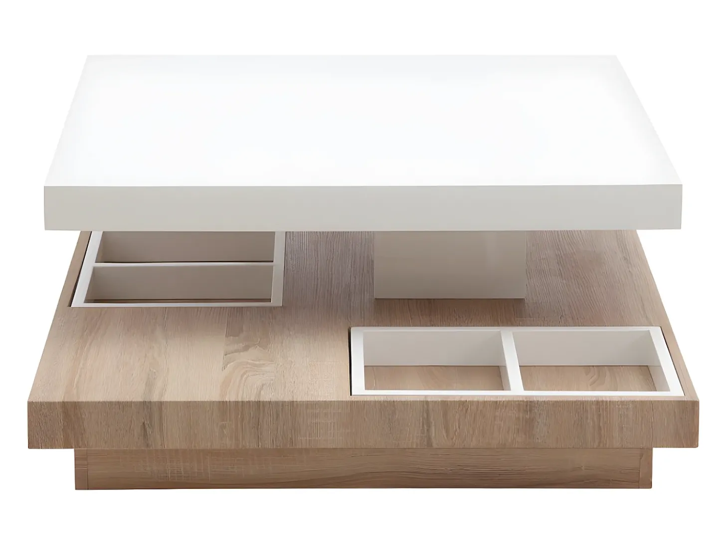 Mesa de centro FAUSTO - Tampo giratório - MDF lacado bicolor