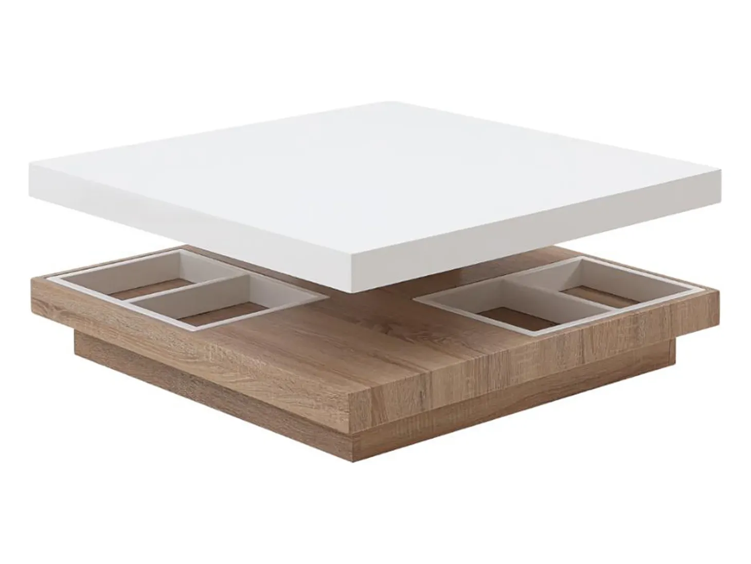 Mesa de centro FAUSTO - Tampo giratório - MDF lacado bicolor