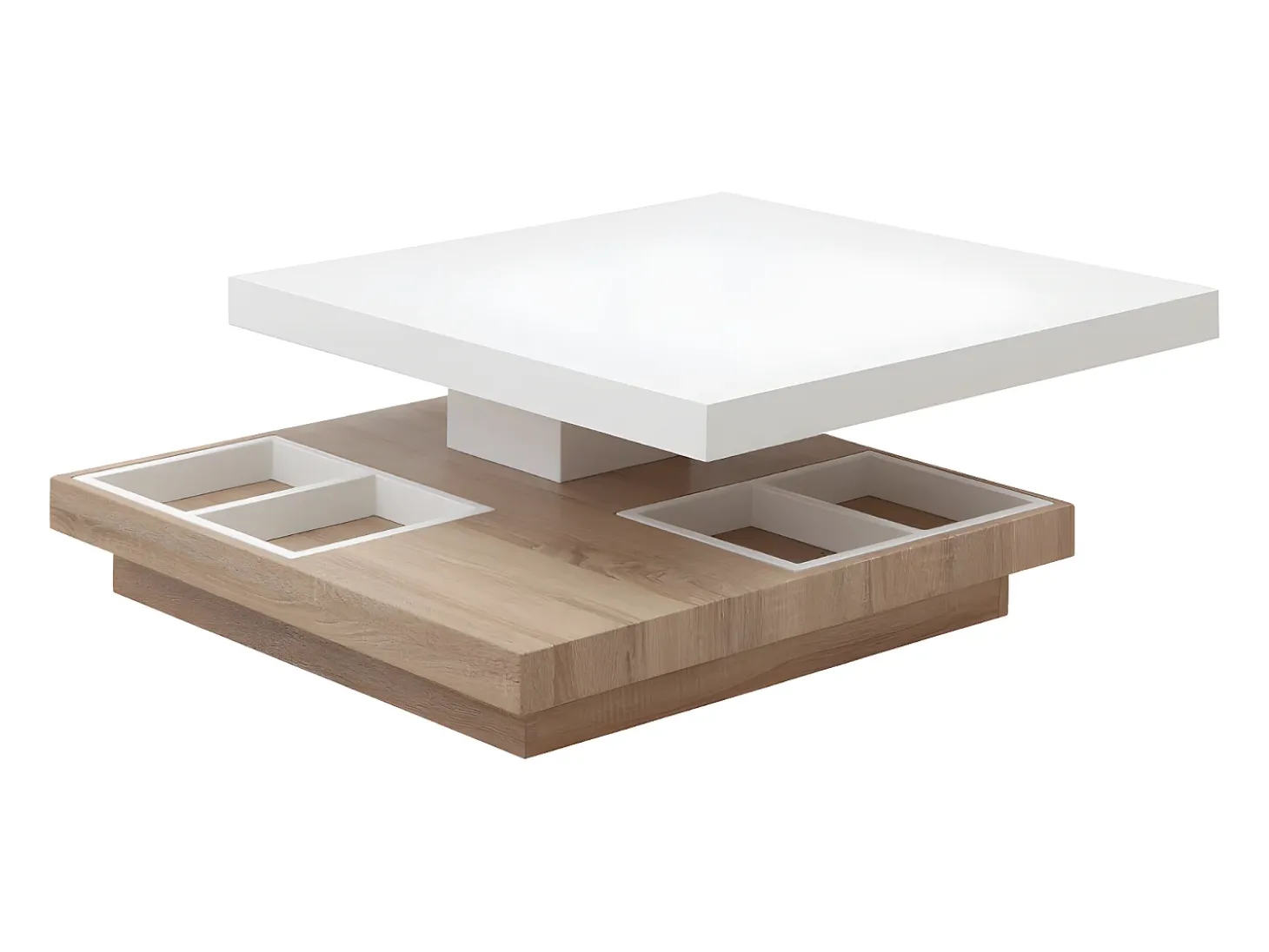 Mesa de centro FAUSTO - Tampo giratório - MDF lacado bicolor
