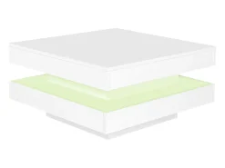 Mesa de centro laqueada de alto brilho com tampo giratório 360° - com LEDs - 70 x 70 x 36 cm - aglomerado - branca