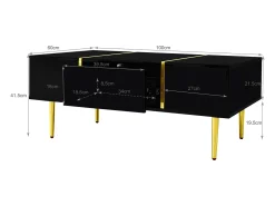 Mesa de centro moderna - 2 gavetas - MDF - Preto