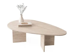 Mesa de centro moderna - Efeito travertino bege - LOMARETI
