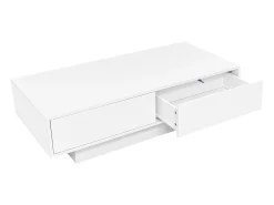 Mesa de centro moderna com LED - 2 gavetas - Branco