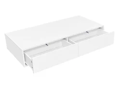 Mesa de centro moderna com LED - 2 gavetas - Branco