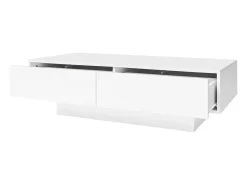 Mesa de centro moderna com LED - 2 gavetas - Branco