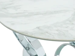 Mesa de centro modular em vidro temperado, cerâmica e metal - Efeito mármore branco - JOLINE