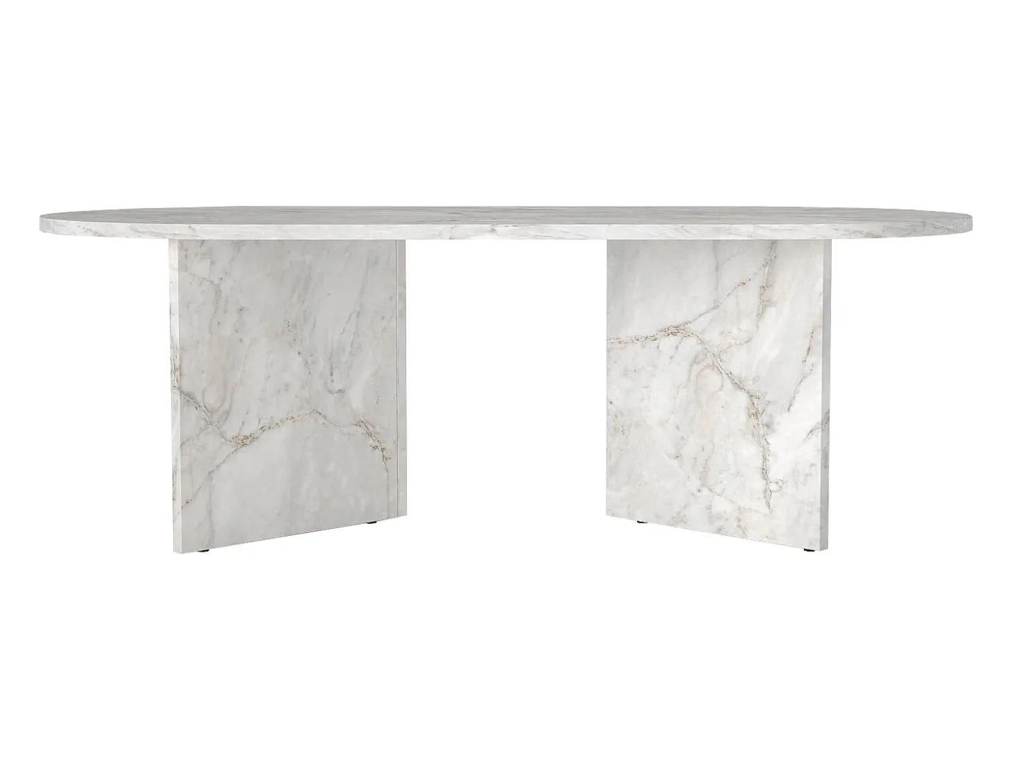 Mesa de centro oval cor efeito mármore branco - TOPANIA