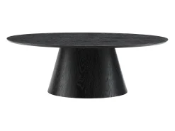 Mesa de centro oval em MDF de cor preta - ANTELADA