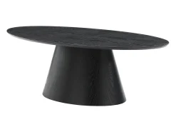 Mesa de centro oval em MDF de cor preta - ANTELADA