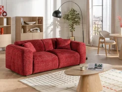 Mesa de centro oval em MDF de cor natural clara - ANTELADA