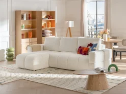 Mesa de centro oval em MDF de cor natural clara - ANTELADA