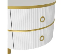 Mesa de centro redonda 2 em 1 - 70 x 70 x 46 cm + 50 x 50 x 40 cm - combinação de mesa de sala de estar com 2 gavetas - MDF - branco