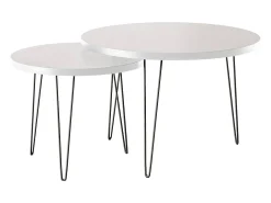 Mesa de centro redonda LAPP conjunto Ø50 + Ø68 cm Cinza
