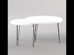 Mesa de centro redonda LAPP conjunto Ø50 + Ø68 cm Branco