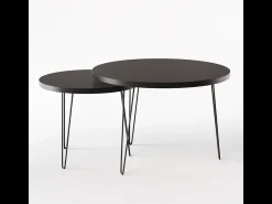 Mesa de centro redonda LAPP conjunto Ø50 + Ø68 cm Preto